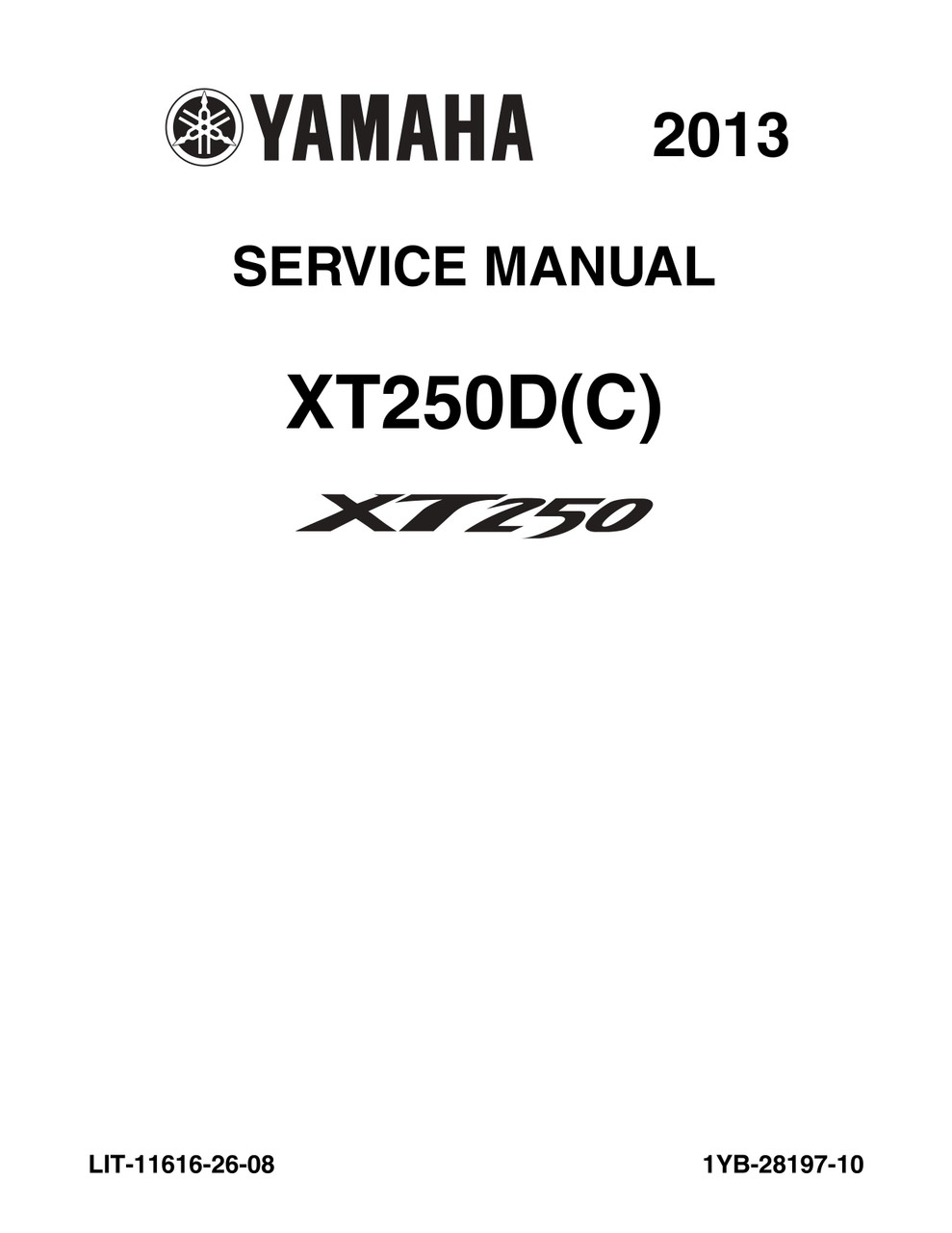 YAMAHA OEM Service Manual - 2013 - 2025 XT250 - LIT-11616-26-08