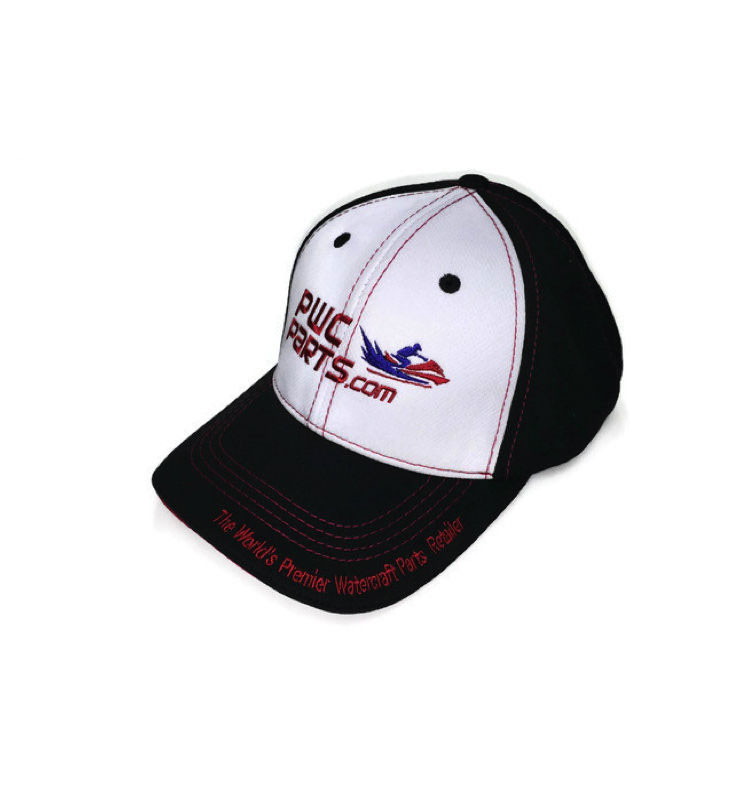 PWC Parts Hat Black White Red Stitching Mid-Profile Mesh SeaDoo