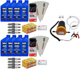 YAMAHA 24' Boat OEM Oil Change Kit w/NGK Spark Plug Set- Jet Boat 4W Yamalube w/ 69J-13440-03-00 Filters for 2010+ AR240 SX240 HO/ 242 LIMITED/S/E-SERIES/ 242X/ 212SS w/12V Oil Extractor Pump