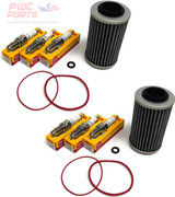 2x SeaDoo 4-TEC 130/155/185/215/255/260 UPGRADED Re-Inforced Oil Filter O-Ring Set w NGK Spark Plug DCPR8E Set GTX GTI RXP RXT RXP-X RXT-X GTR Supercharged Repl 420956744 420230920 420950860 420850500