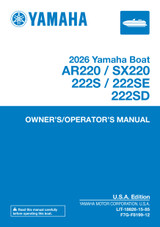 YAMAHA OEM Owner's/ Operator's Manual 2026 - AR220/ SX220/ 222S/ 222SE/ 222SD - LIT-18626-15-85 Models HXT1900C-CAP, HXT1900C-CAG, HXT1900C-CBP, HXT1900C-CBG, HXT1900D-CAP, HXT1900D-CAG, HXT1900D-CBP, HX T1900D-CBG