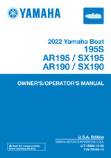 YAMAHA OEM Owner's Manual - 195S / AR195 / SX195 / AR190 / SX190 (MFG 2022) - LIT-18626-13-50 Models TX1800B-XAP TX1800B-XAG TX1800BLXAP TX1800BLXAG TX1800B-XBP TX1800B-XBG TX1800BLXBP TX1800BLXBG TX18 00A-XAP TX1800A-XAG