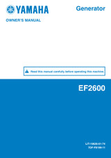 YAMAHA OEM Owner's Manual - EF2600 - LIT-19626-01-74 Models EF2600, EF2600AX, EF2600C, EF2600J, EF2600M, EF2600X