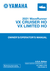YAMAHA OEM Owner's Manual - 2021 VX Cruiser HO / VX Limited HO - LIT-18626-12-92 Models VX1800C-WA, VX1800C-WB, VX1800B-WA, VX1800B-WB, VX1800A-W