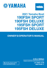 YAMAHA OEM Owner's Manual - 2021 190FSH Sport / 190FSH Deluxe / 195FSH Sport / 195FSH Deluxe - LIT-18626-12-98 Models UX1800B-WP, UX1800B-WA, UX1800A-WAP, UX1800A-WAA, UP1800B-WP, UP1800B-WA, UP1800A-WAP, UP1800A-WAA