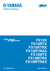 YAMAHA OEM Owner's Manual - 2008 FX NYTRO / RTX / MTX / 40TH ANNIVERSARY - LIT-12628-02-69 Models FX10MTRAXW, FX10MTRAXWU, FX10RTRAXW, FX10RTRAXWU, FX10MTXL, FX10RTRXL, FX10MTRXL, FX10RTRAXW, FX10XW , FX10XL, FX10RTXL