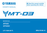 YAMAHA OEM Owner's Manual - 2025 MT-03 - LIT-11626-38-72 Models MT03SCL, MT03SB, MT03SGY, MT03SL, MT03SCB, MT03SCGY