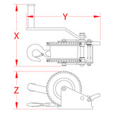 Suncor Trailer Winch with Strap and Hook 304/410 Stainless Steel C0270-2001