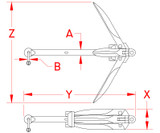 Suncor Cast Iron Galvanized Folding Grapnel Anchor G8001-MKII G8003-MKII G8005-MKII G8008-MKII