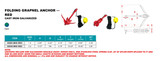 Suncor Cast Iron Galvanized Folding Grapnel Anchor Kit Red G8001-MKII-RED G8003-MKII-RED