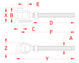 Suncor 316 Stainless Steel Turnbuckle Jaw Right Hand UNC P0101-RJ05 P0101-RJ07 P0101-RJ08 P0101-RJ10 P0101-RJ13 P0101-RJ16