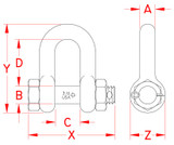 Suncor US Bolt Chain Shackle FS 316-NM Stainless Steel S0115-SA-US