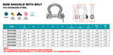 Suncor Forged Bow Shackle with Bolt 316 Stainless Steel S0119-SA
