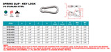 Suncor Spring Clip With Key Lock 316 Stainless Steel S0120-K