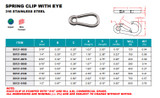 Suncor Spring Clip with Eye 316 Stainless Steel S0121-0