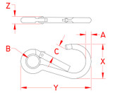 Suncor Key Lock Spring Clip with Eye 316 Stainless Steel S0121-K