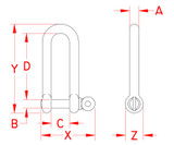 Suncor Long D Shackle with Screw Pin 316 Stainless Steel S0138-0