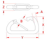 Suncor Asymmetrical Wire Lever Clip 316 Stainless Steel S0141-0