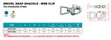 Suncor Swivel Snap Shackle with Web Clip 316 Stainless Steel S0153-0