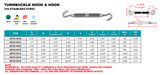 Suncor Cast Hook and Hook Turnbuckle 316 Stainless Steel S0154-HH