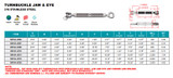 Suncor Cast Jaw and Eye Turnbuckle 316 Stainless Steel S0154-JE
