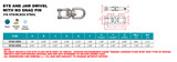 Suncor Eye and Jaw Swivel with No Snag Pin 316 Stainless Steel S0155-NS