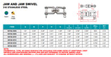 Suncor Jaw and Jaw Swivel 316 Stainless Steel S0156-0