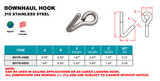 Suncor Downhaul Hook 316 Stainless Steel S0179-H