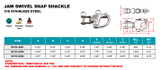 Suncor Jaw Swivel Snap Shackle 316 Stainless Steel S0170-0