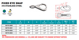 Suncor Fixed Eye Snap 316 Stainless Steel S0175-0