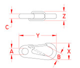 Suncor Mini Clip Wire Lever 1-3/8" 316 Stainless Steel S0185-0035