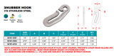 Suncor Snubber Hook 316 Stainless Steel S0191-0