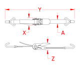Suncor Ratchet Assembly with "J" Hooks 304 Stainless Steel S0201-JJ