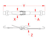 Ratchet Assembly with Flat Hooks 304 Stainless Steel S0203-FH