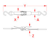 Suncor Ratchet Assembly with "S" Hooks 304 and 316 Stainless Steel S0203-SS