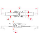 Suncor Wide Ratchet Assembly with "J" Hooks Black 304 Stainless Steel S0206-JJ