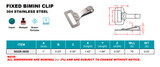 Suncor Fixed Bimini Clip 1" 304 Stainless Steel S0220-0025