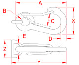 Suncor Harness Clip with "D" Ring 3-1/4" 316 Stainless Steel S0223-8025