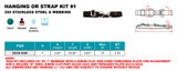 Suncor Hanging/Strap Kit with Bimini Clip 1" X 48" Black 304 Stainless Steel S0236-0000