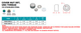 Suncor Cover Nut Set UNC Thread 316 Stainless Steel S0307-UN07