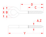 Suncor Lag Eye Screw 304 Stainless Steel S0327-0