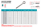 Suncor Lag Eye Screw 304 Stainless Steel S0327-0