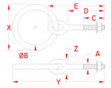 Suncor Plain Ring Bolt UNC 316 Stainless Steel S0331-0