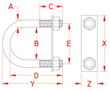 Suncor U-Bolt with Plate UNC 304 Stainless Steel S0351-0