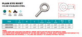 Suncor Plain Eye Rivet 316-NM Stainless Steel S0315-R
