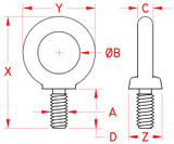 Suncor Machine Eye Bolt UNC 316 Stainless Steel S0316-0