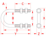 Suncor Long U-Bolt 304 Stainless Steel S0352-0