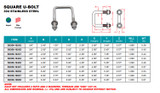 Suncor Square U-Bolt UNC 304 Stainless Steel S0356-X