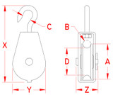 Suncor Swivel Block With Hook 304 Stainless Steel S0401-H050