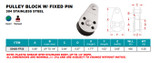 Suncor Pulley Block with Fixed Pin 1" 304 Stainless Steel S0405-FP25